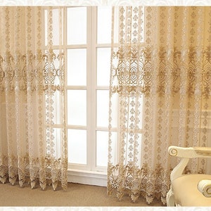 European Royal Luxury Beige Tulle Curtains / Luxury Tulle - Etsy