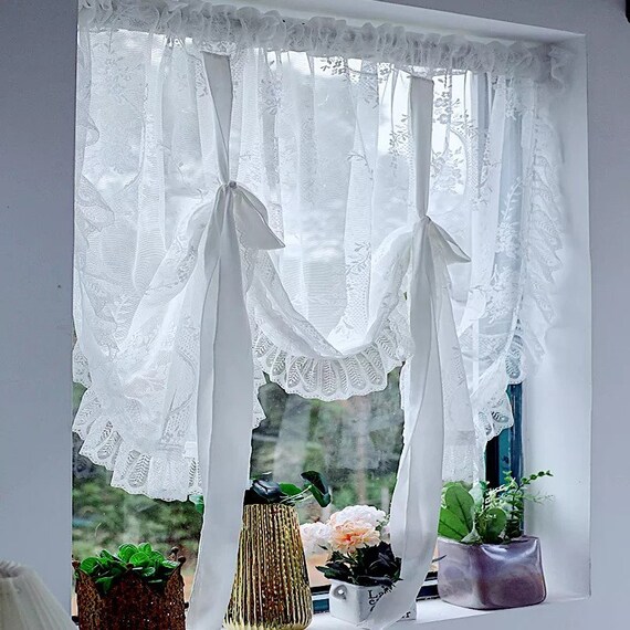 New Arrival Korean Pull up Curtains for Living Room White Lace - Etsy