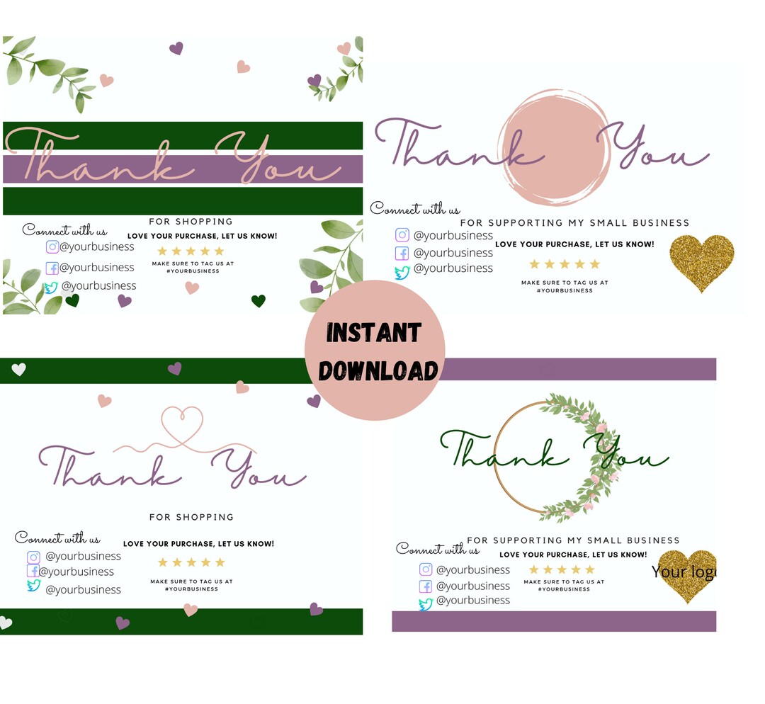 Instant Download 4 Simple DIY Printable Editable Small Business Thank ...