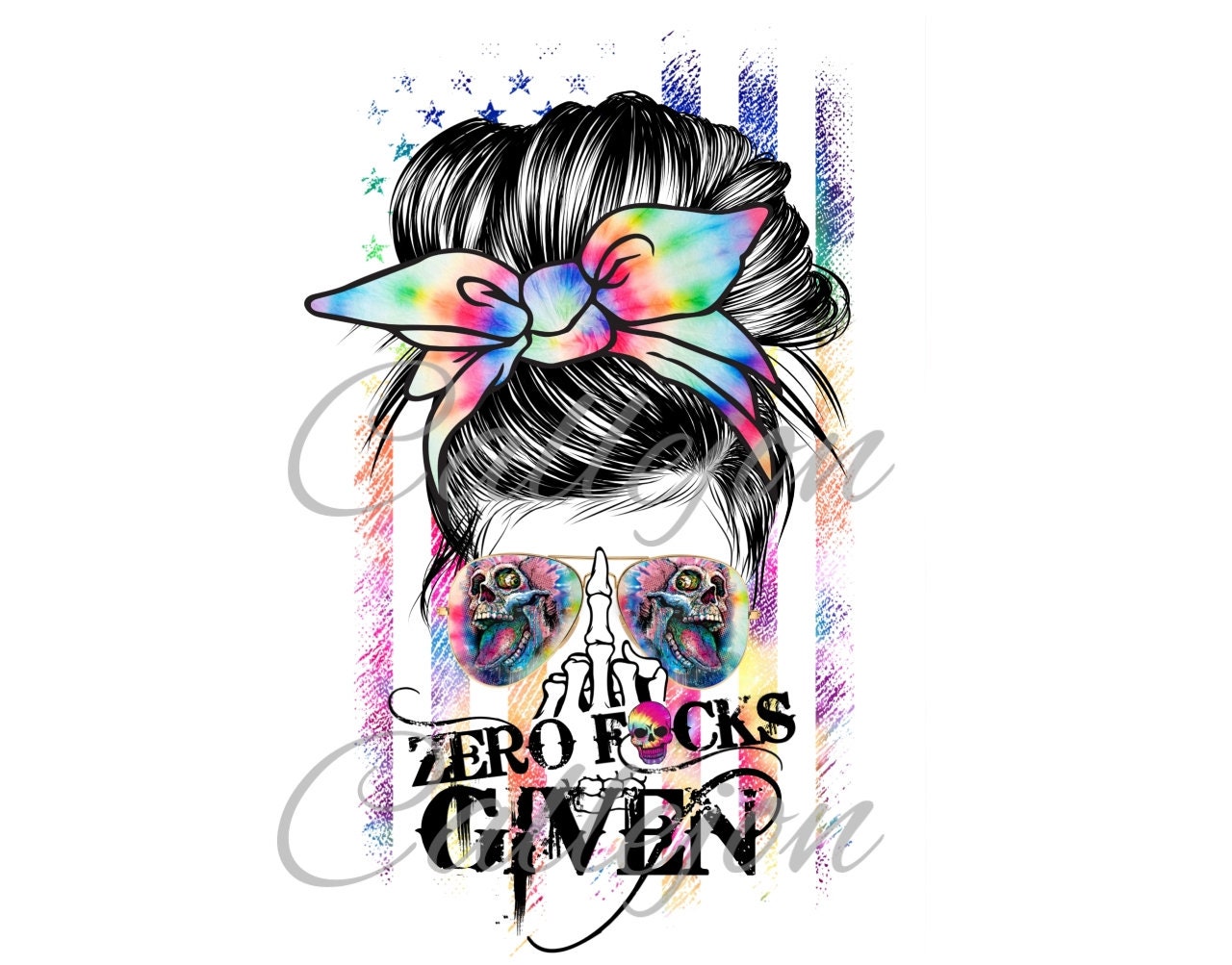 Zero fucks given png, Messy bun png, Woman Skull png, Tie dye png, Mi…