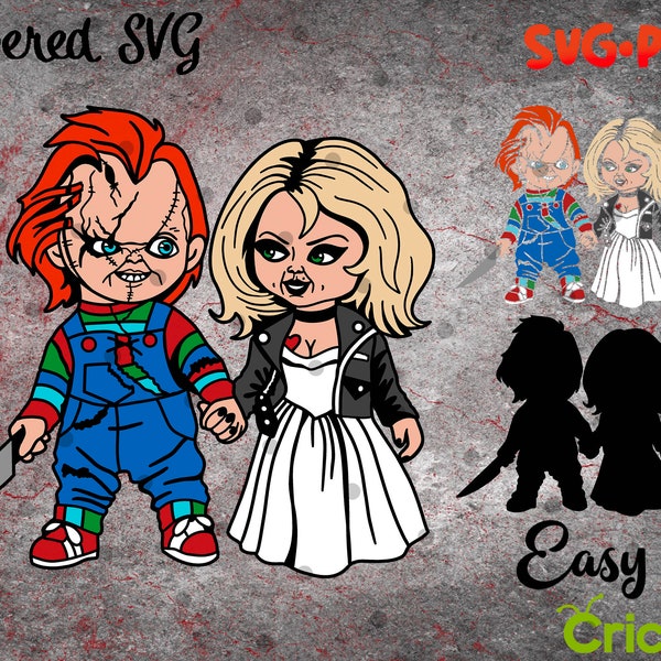 Layered SVG Chucky and Tiffany for Cricut, Horror Svg, Vinyl File, Ghost svg and png, Horror Movie svg