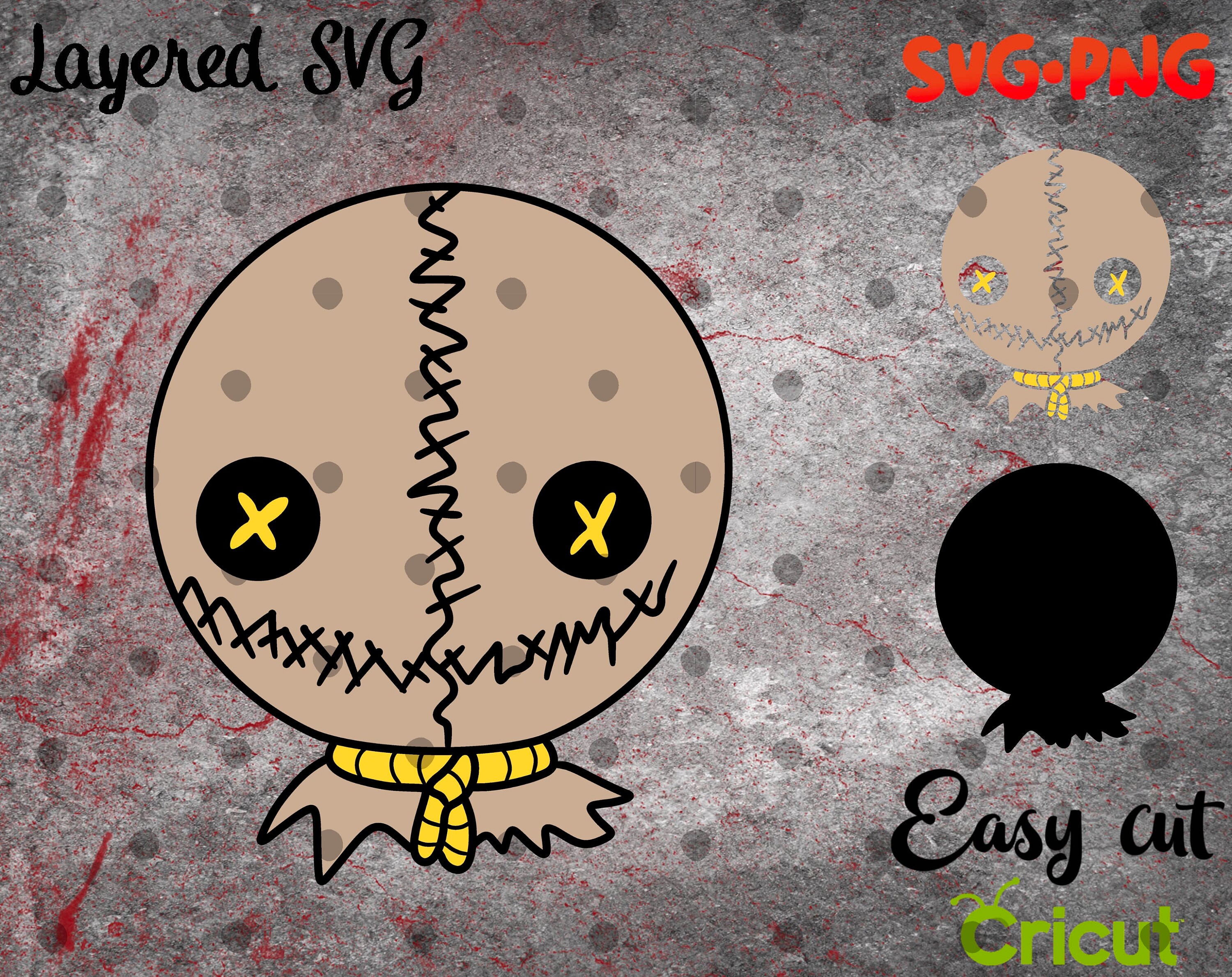 Layered SVG Trick R Treat Sam Head for Cricut Horror Svg Etsy
