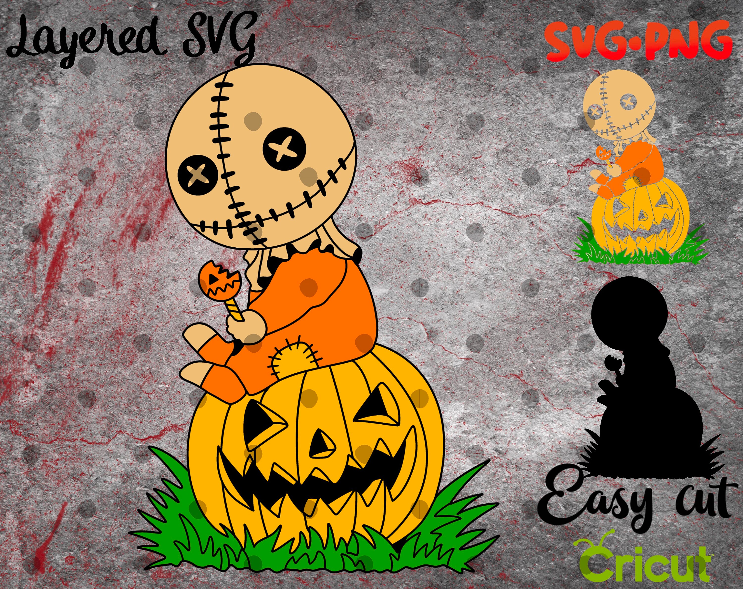 Layered SVG Trick R Treat Sam on a Pumpkin for Cricut Horror - Etsy