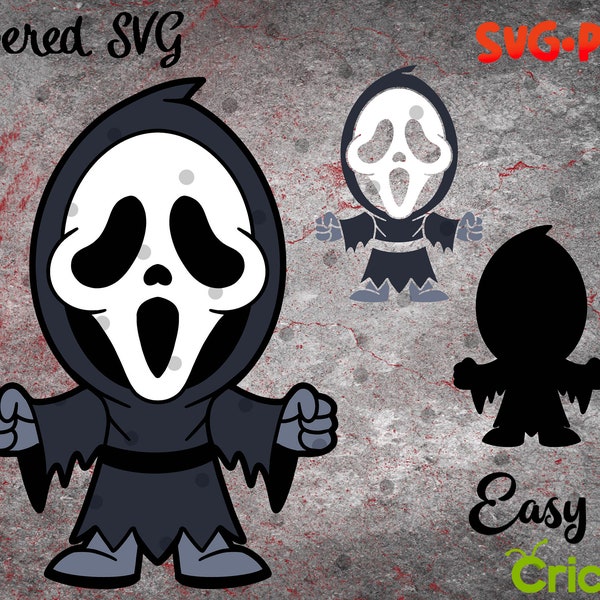 Layered SVG Chìbì Scream for Cricut, Horror Svg, Vinyl File, Ghost svg and png, Horror Movie svg, Nightmare svg