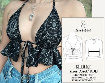 Cartamodello per top corto PDF / Cartamodello Bella Top / Top bikini / Top reversibile / XS-XXXL