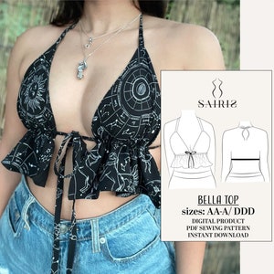 Crop Top Sewing Pattern PDF  | Bella Top Pattern | Bikini Top | Reversible Top | XS-XXXL