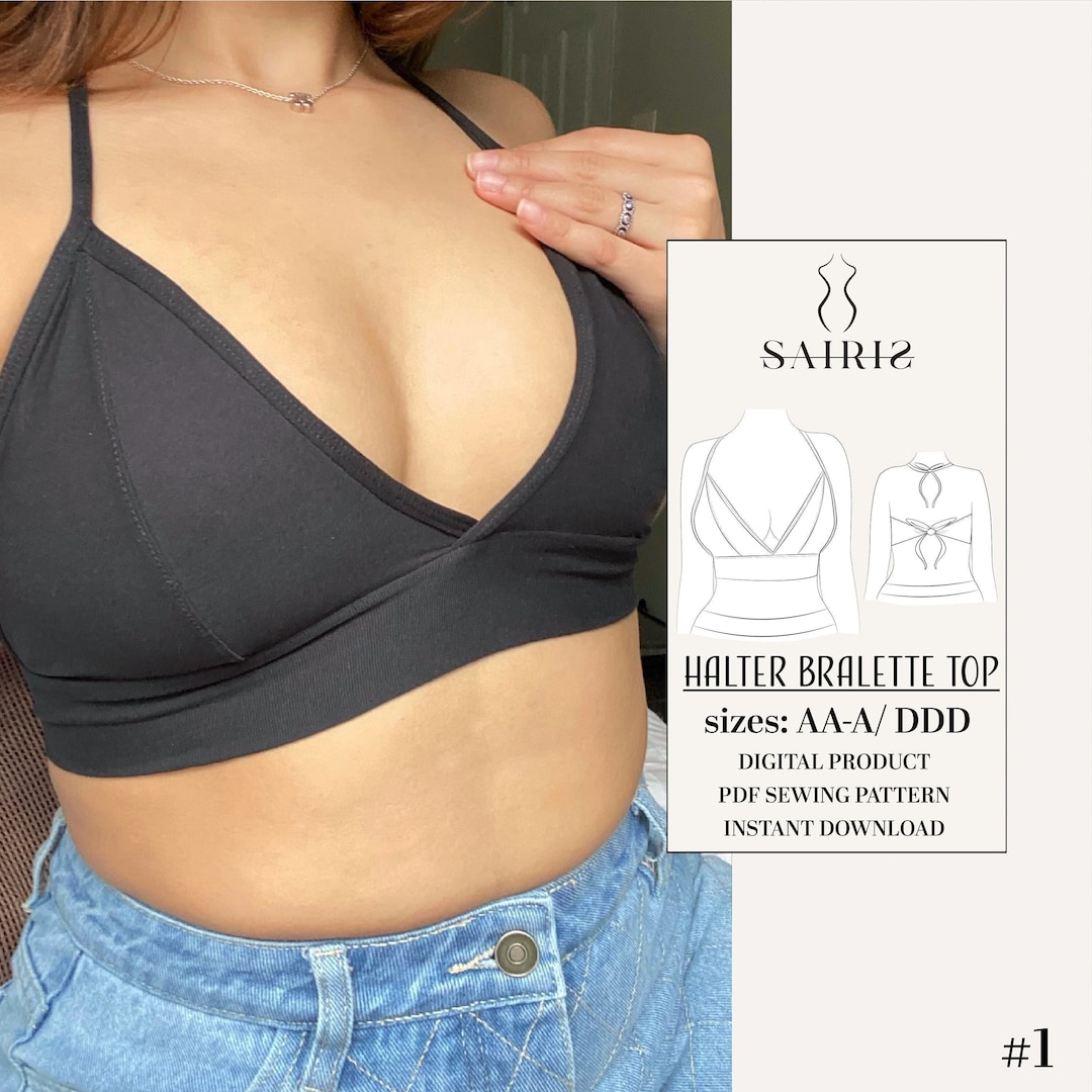 PDF Triangle Crop Top Sewing Pattern Bralette Pattern Sizes XS to XL  Include Instructions 