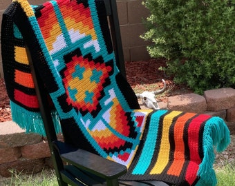 Southwest Pocket Shawl- Single Crochet Pattern
