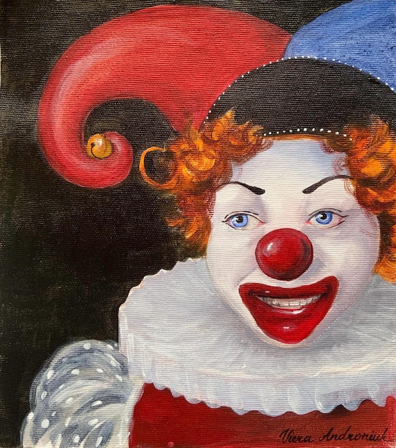 ピエロの絵画 オリジナルのピエロの肖像画 | キャンバスに描いたアクリル画
