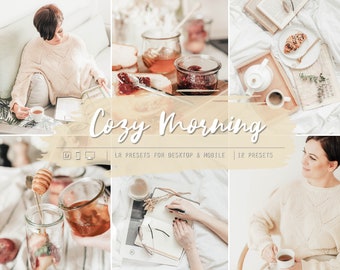 Cozy Morning Lightroom Presets, Soft Colors, Bright Tones (12 Mobile & Desktop)