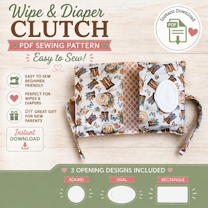 Diaper Wipe Pouch PDF Sewing Pattern, Wipe Clutch Pattern, (Digital Download)