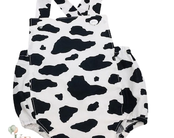 Cow Birthday Bubble Romper/Boys Cake Smash Outfit/Boy Sunsuit