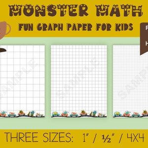 Printable Graph Paper for Kids, Preschool Graph Paper Pack, Monster ...