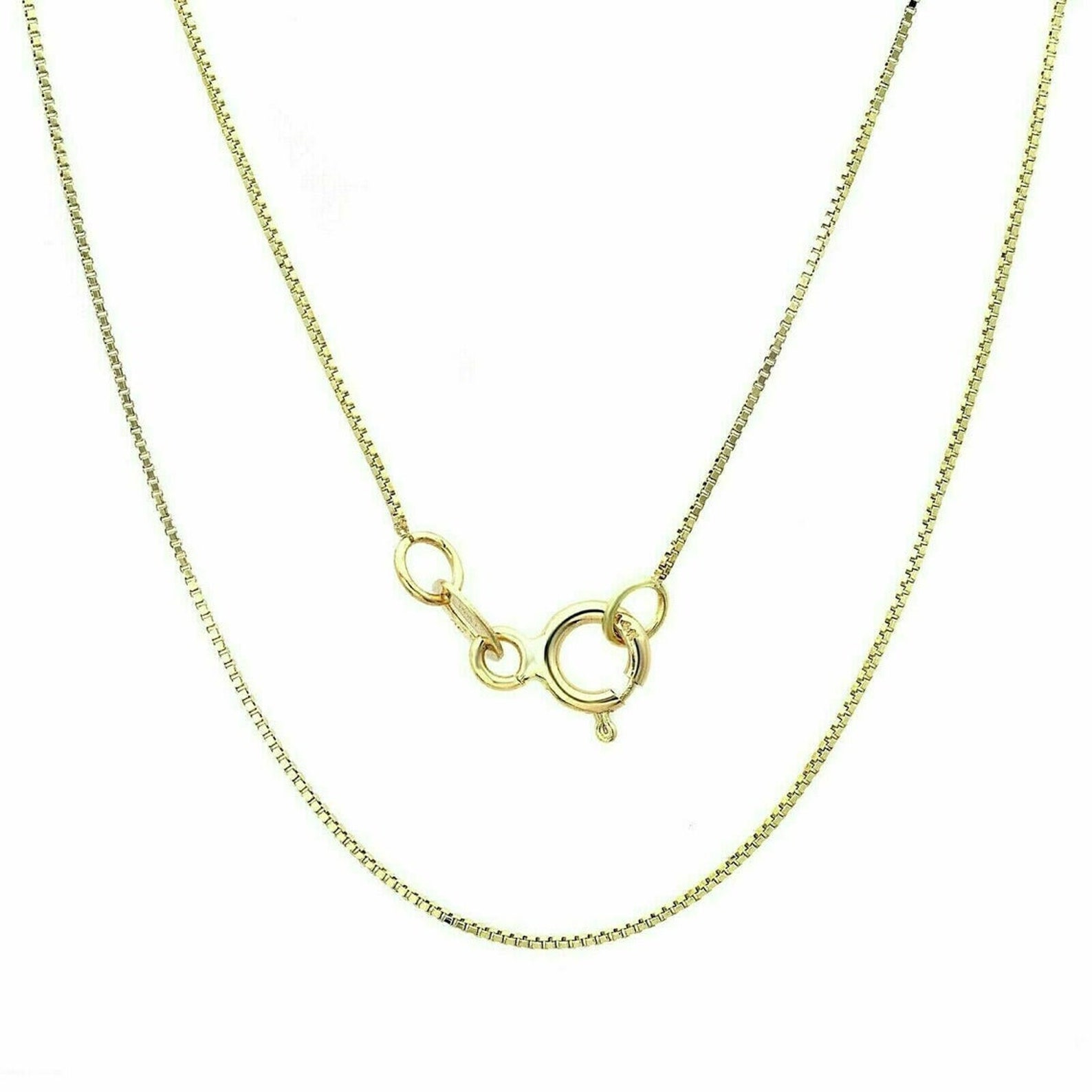 14k Yellow Gold Box Chain Necklace 1MM Pure 14 Karat Gold Etsy