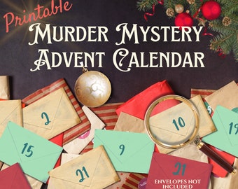 Printable Murder Mystery Advent Calendar | Murder at the Ivory Tower |  Printable available immediately |  Envelopes not included