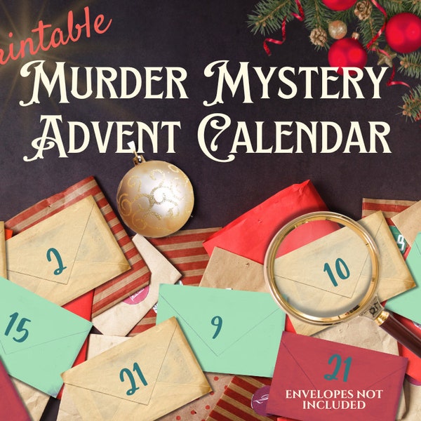 Calendario de Adviento Imprimible Murder Mystery / Asesinato en la Torre de Marfil / Imprimible disponible inmediatamente / Sobres no incluidos