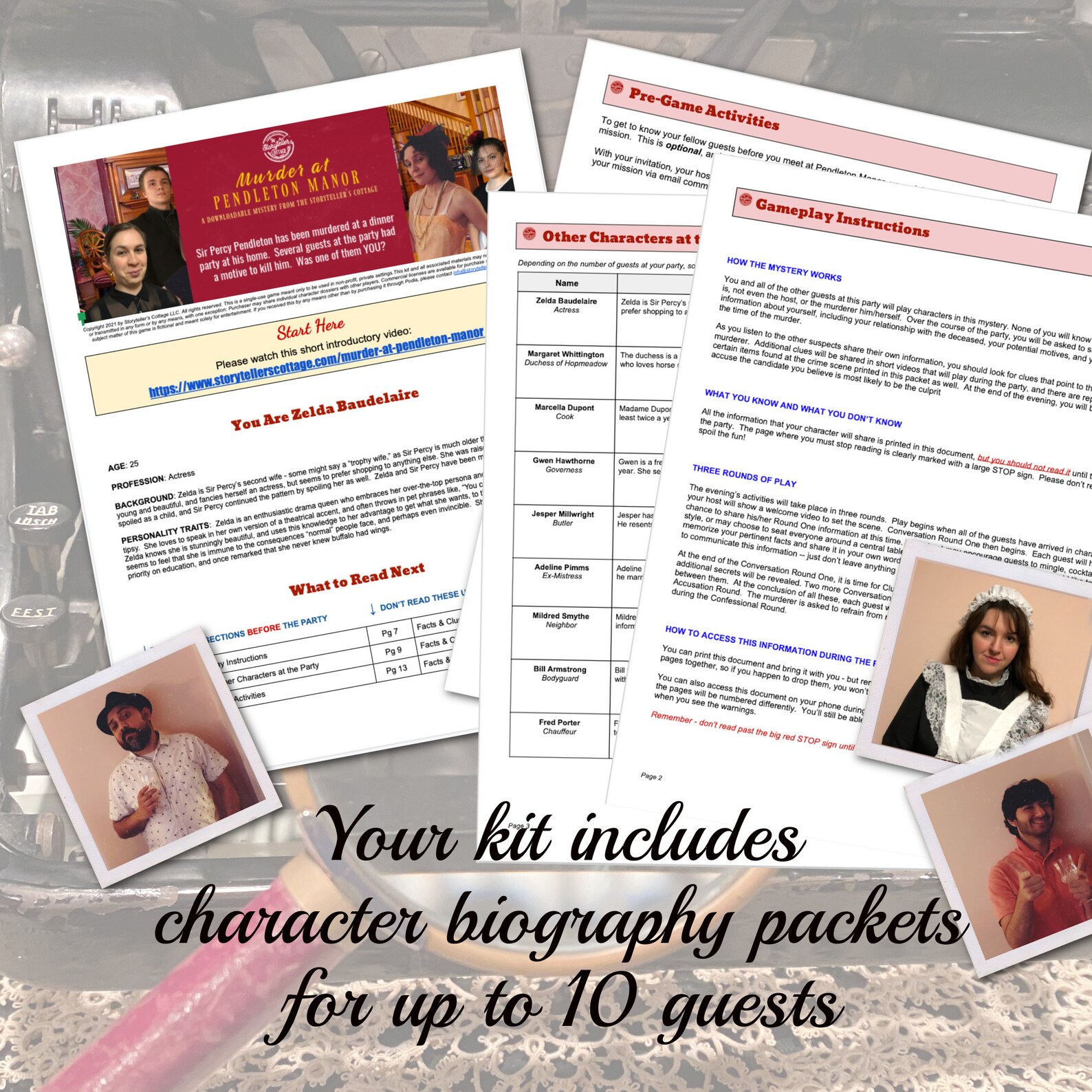 Complete Murder Mystery Party Kit | Murder at Pendleton Manor | 5 - 10 ...