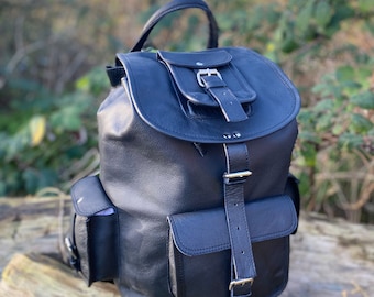 Black genuine leather backpack / Soft Leather Town Backpack / Specious Backpack / Leather Rucksack / Leather Laptop Bag / Unisex Bag