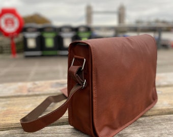 genuine leather messenger bolsa for men padded 14 inch laptop briefcase
