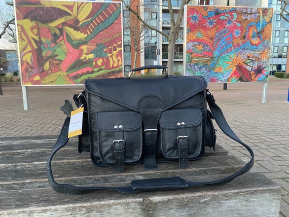 vtg black Harley Davidson leather shoulder satchel bag