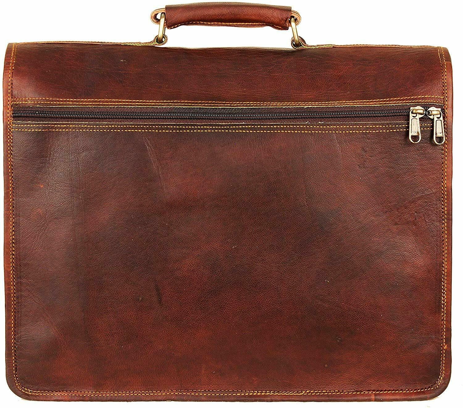 Genuine Brown Leather Messenger Shoulder Laptop Briefcase - Etsy UK