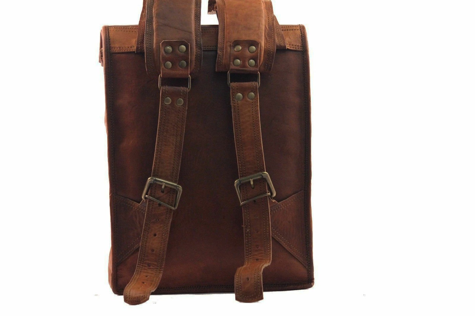 Leather Rolling Backpack Rucksack Travel Holiday School Bag Etsy