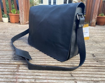 genuine leather messenger bolsa for men padded 14 inch laptop briefcase