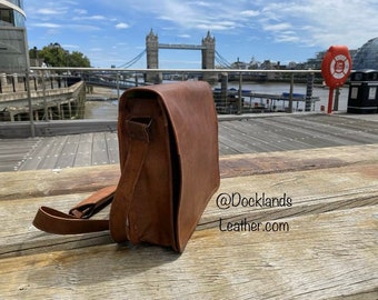 Vintage Goat Leather messenger Real satchel genuine Laptop bag brown briefcase School Bag, office bag, utility unisex bag