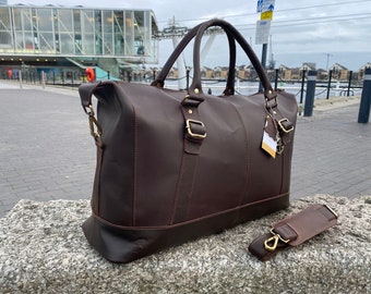 Gym Bag, Travel Bag, overnight cabin luggage workout holdalls duffle bag, Dark Chocolate, Genuine leather, Handmade luggage bag