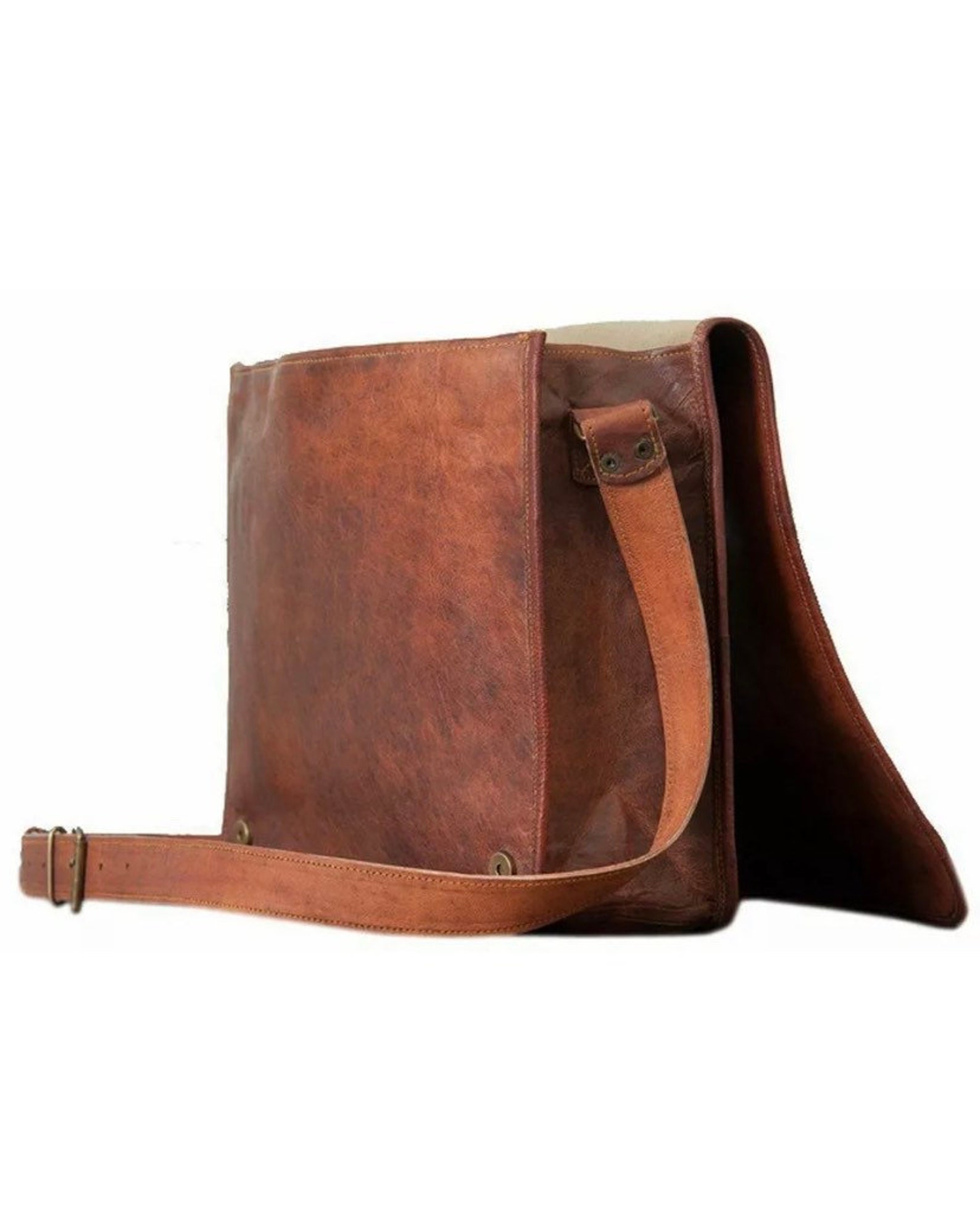 Vintage Goat Leather Messenger Real Satchel Genuine Laptop Bag Etsy UK