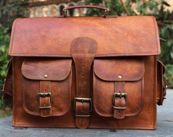 Echte Umhängetasche, Bürotasche, Schulter Laptop Aktentasche Tasche Rustikale Vintage Tasche handgemachte Ledertasche, Braune Tasche Leder