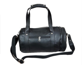 Genuine leather small round gym travel bag soft leather, workout bag, hand bag