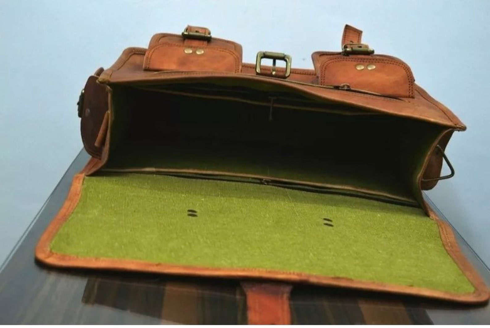 Genuine Brown Leather Messenger Bag Shoulder Bag Laptop Bag - Etsy UK