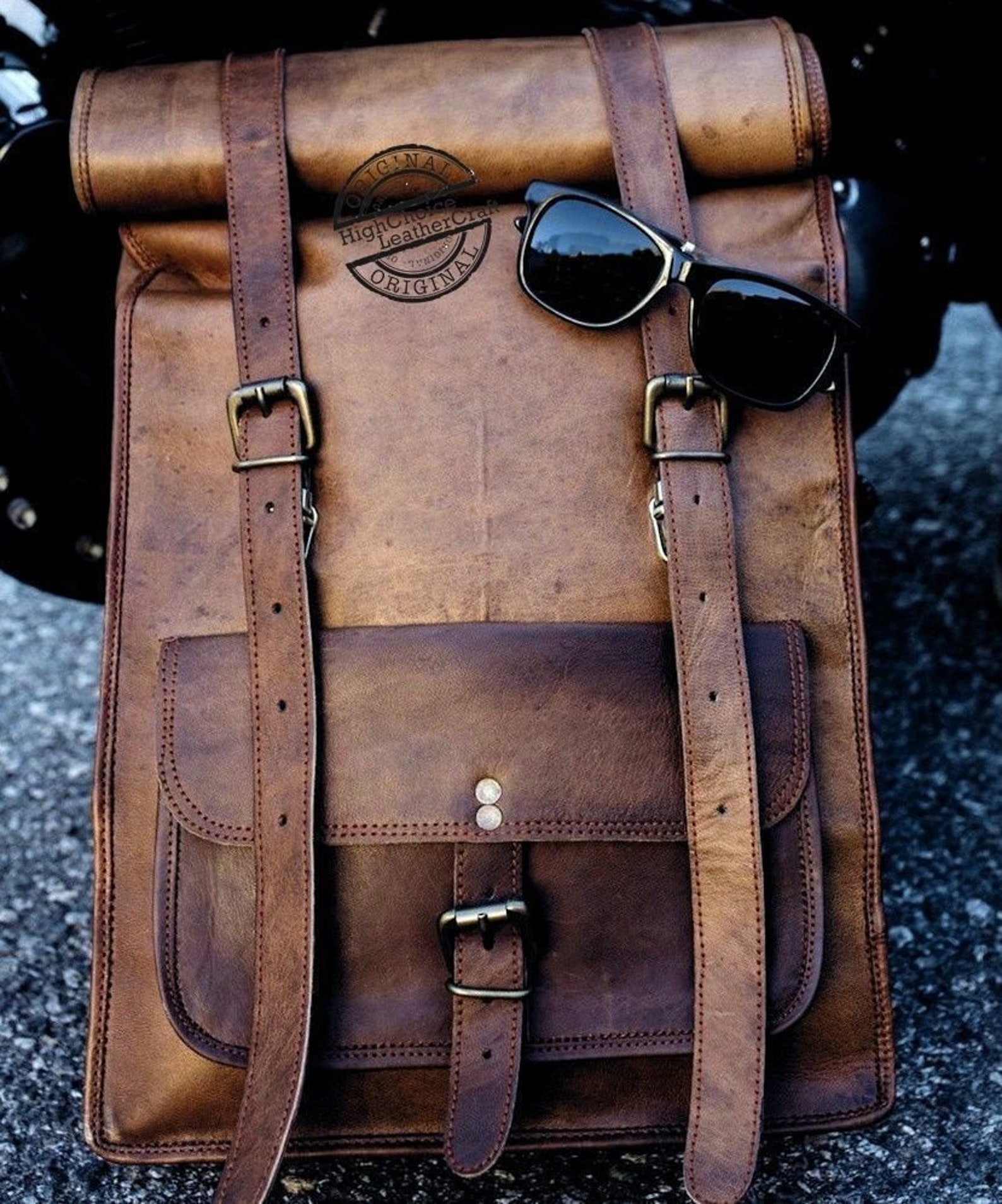 Leather Rolling Backpack Rucksack Travel Holiday School Bag Etsy UK