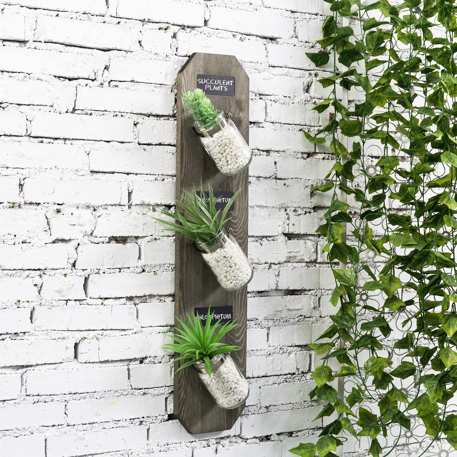 Indoor Garden Wall Mounted Herb Garden Gray Wood Indoor Etsy