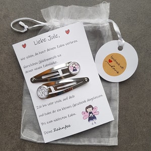 Tooth fairy hair clip, tooth fairy gift, girl, customizable card