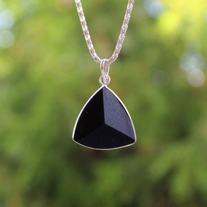 Natural Black Tourmaline Pendant,Black Tourmaline Triangle Pendant