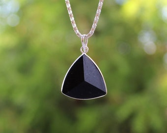 Natural Black Tourmaline Pendant,Black Tourmaline Triangle Pendant