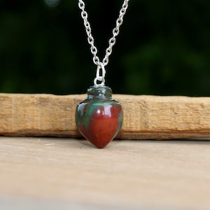 Natural Bloodstone Pendant,Bloodstone Unique Shape Pendant,Vintage Pendant