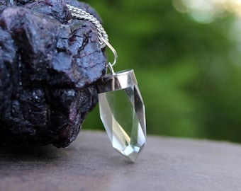 Natural Clear Quarz Vogel Style Pendant,Clear Quartz Point Pendant,Clear Quartz Cut Pendant,A Grade Quality