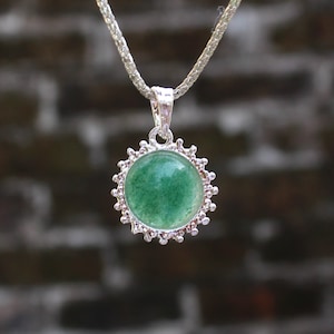 Natural Green Aventurine Pendant, Green Aventurine Sun Pendant, Green Aventurine Round Pendant