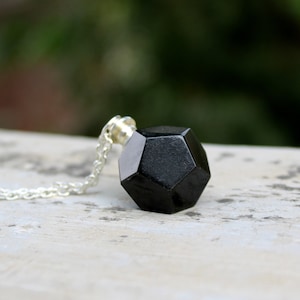 Natural Black Tourmaline Dodecahedron Pendant