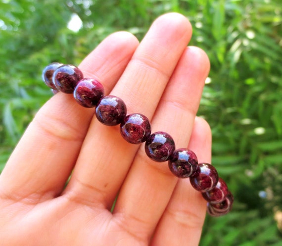 Natural Garnet Bracelet,garnet Bead Bracelet MM