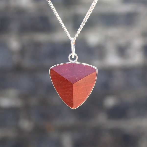 Natural Red Jasper Pendant,Red Jasper Triangle Pendant