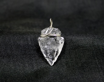 Natural Azeztulite Pendant,Azeztulite Raw Arrowhead Pendant