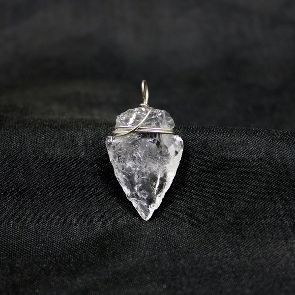 Natural Azeztulite Pendant,Azeztulite Raw Arrowhead Pendant