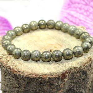 Handmade Natural Raw Pyrite Bracelet, Stretchable Crystal Bracelet Bead Bracelet