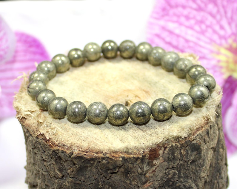 Handmade Natural Raw Pyrite Bracelet, Stretchable Crystal Bracelet Bead Bracelet