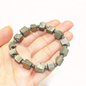 Braccialetto grezzo di pirite naturale, bracciale di pirite