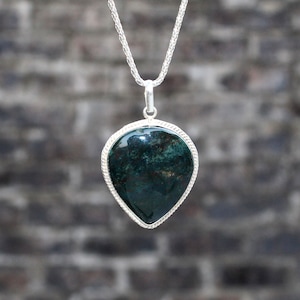 Handmade Natural Bloodstone Pendant: Pear/Oval, 30 MM